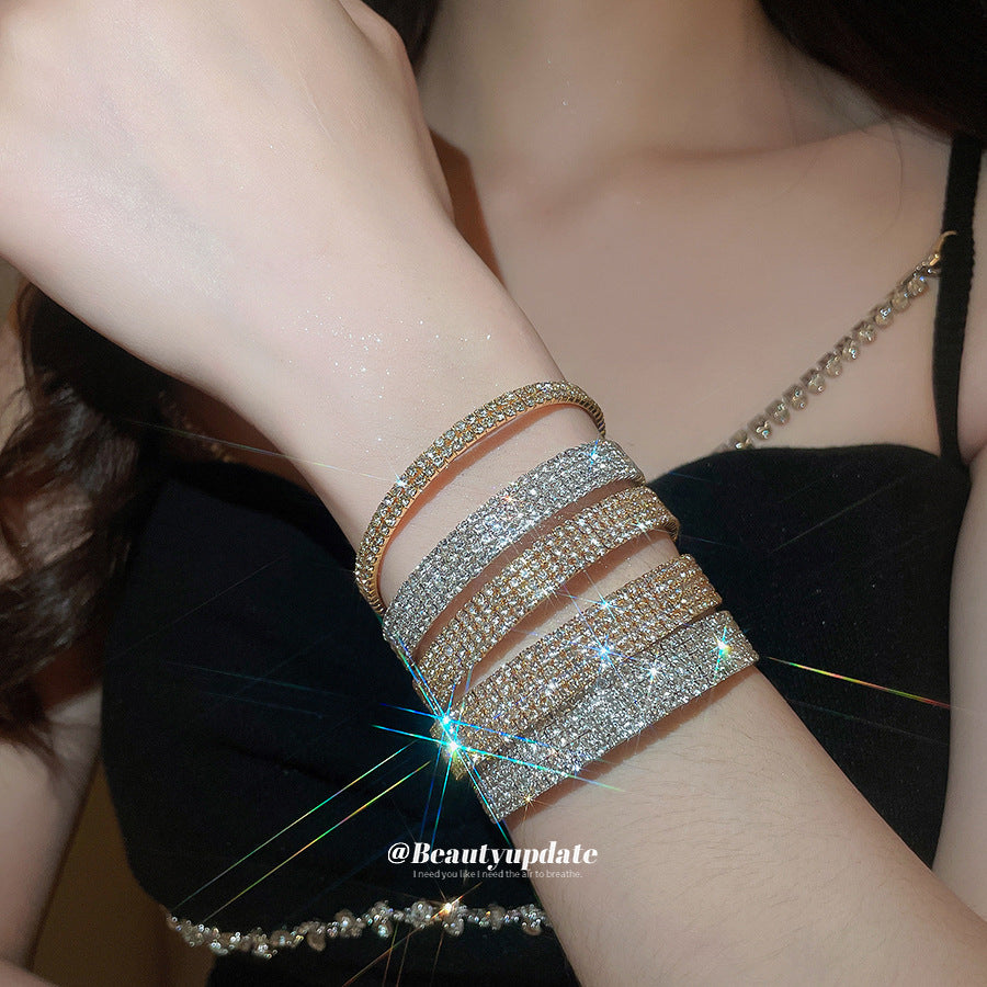 Galaxy Shining Round Open-ended Light Luxury High-grade Elegant Dinner Bracelets