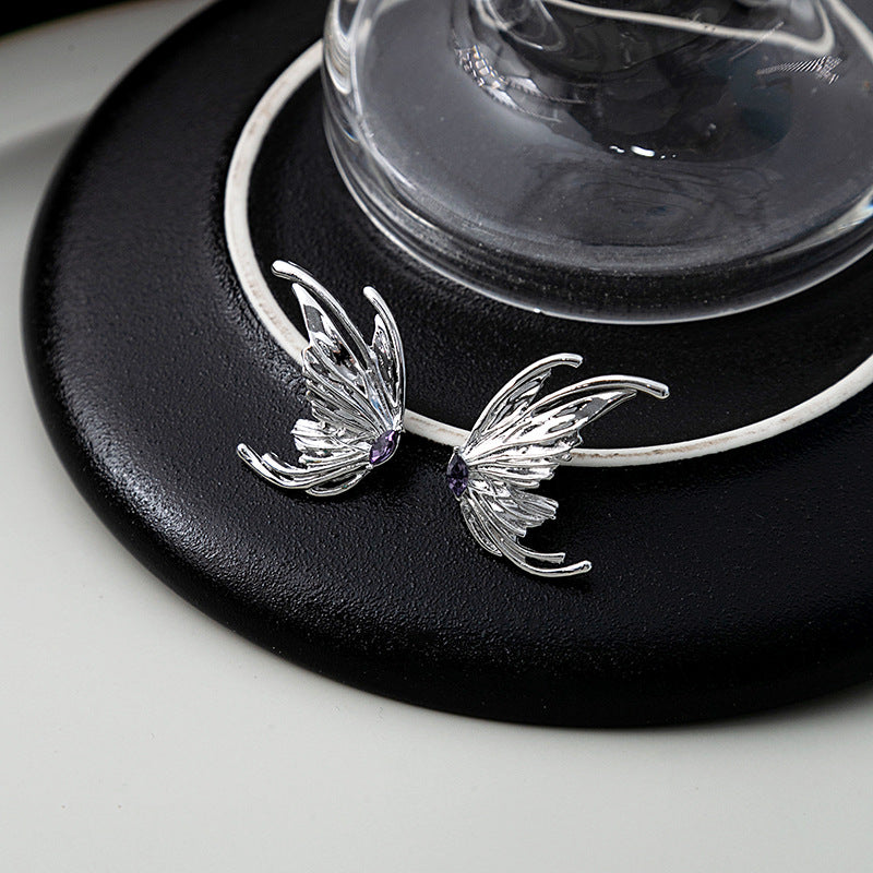 Liquid Metal Butterfly Wings Light Luxury Irregular Earrings