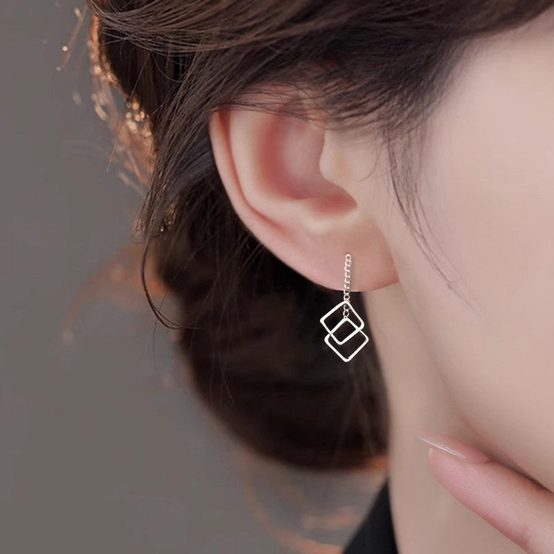 Cat Ning Geometric Square Simple Design Rhombus Earrings