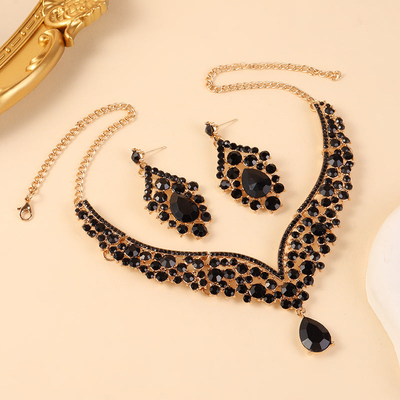 Big Water Drop Full Diamond Two-piece Bride Luxury Jewelry Set