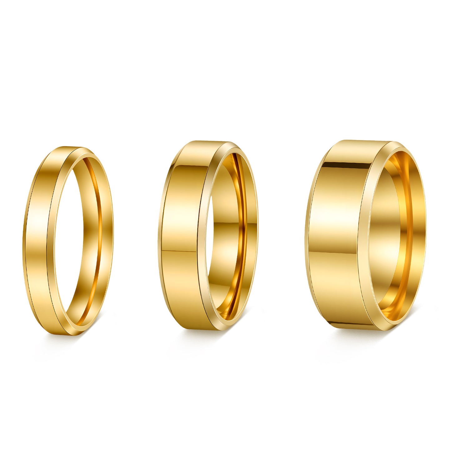 Women's & Men's Glossy Double Beveled Titanium Steel Wide Fashion Ring