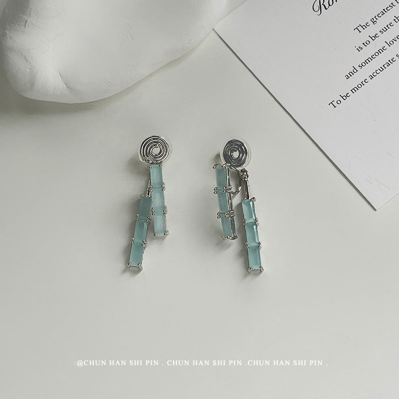 Style Cold Bamboo Joint Mosquito Coil Two-piece Vintage Tassel Female Ear Clip