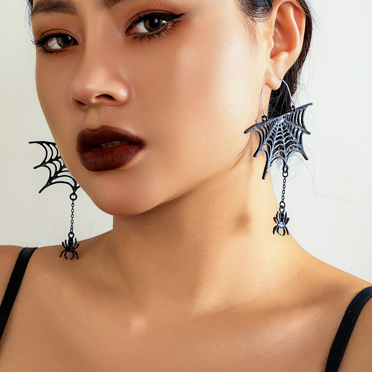 Style Spider Web Hollow Tassel Halloween Earrings