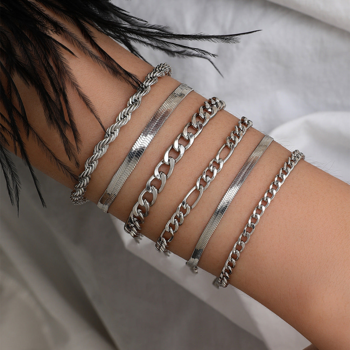 Simple Metal Blade Chain Bohemian Fashion Bracelets