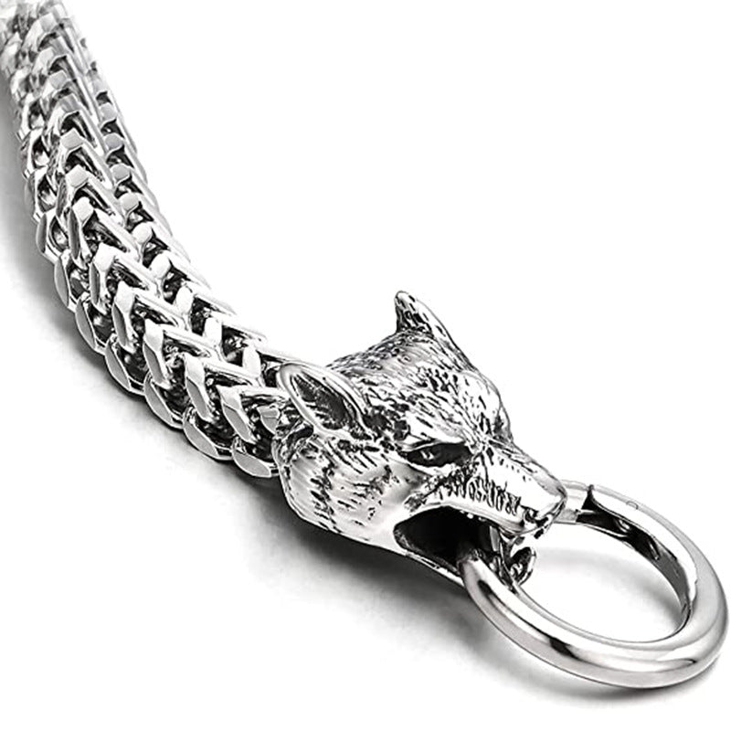 Men's Stainless Steel Wolf Head Chain Retro Bracelets