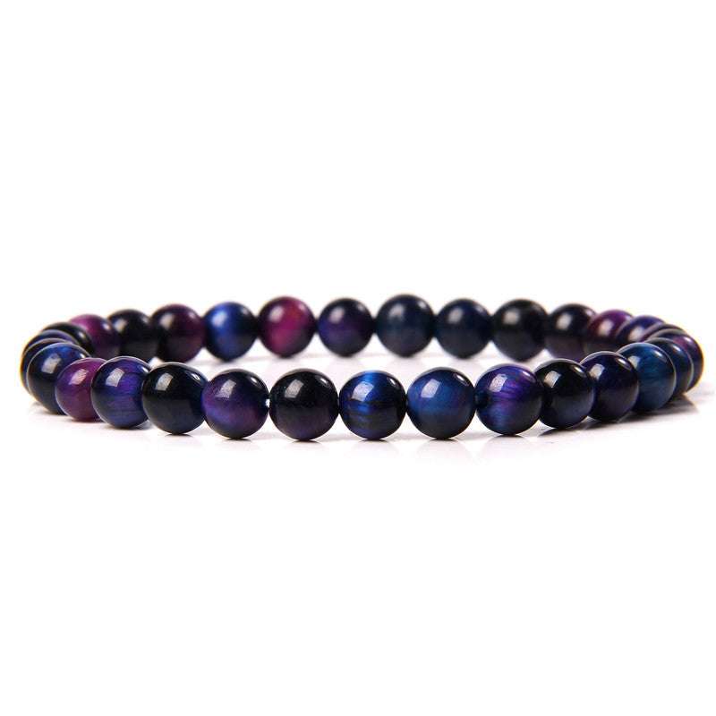 Bracelets de perles rondes faites à la main en pierre d'agate violette pour femmes