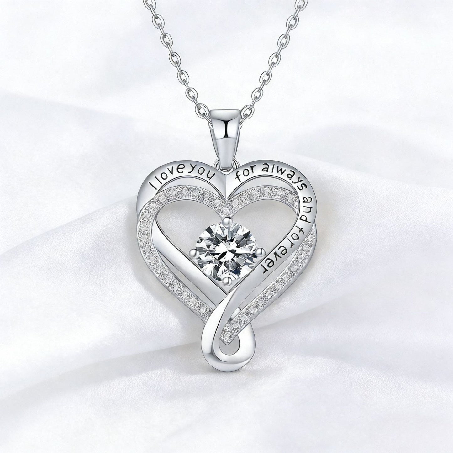 Women's Month Birthstones Heart Of Eternity Double Layers Loving For Necklace