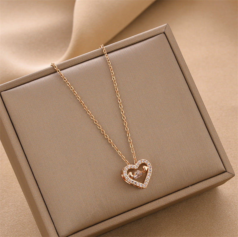 Women's Smart Heart Pulsatile Titanium Steel Colorfast Necklace