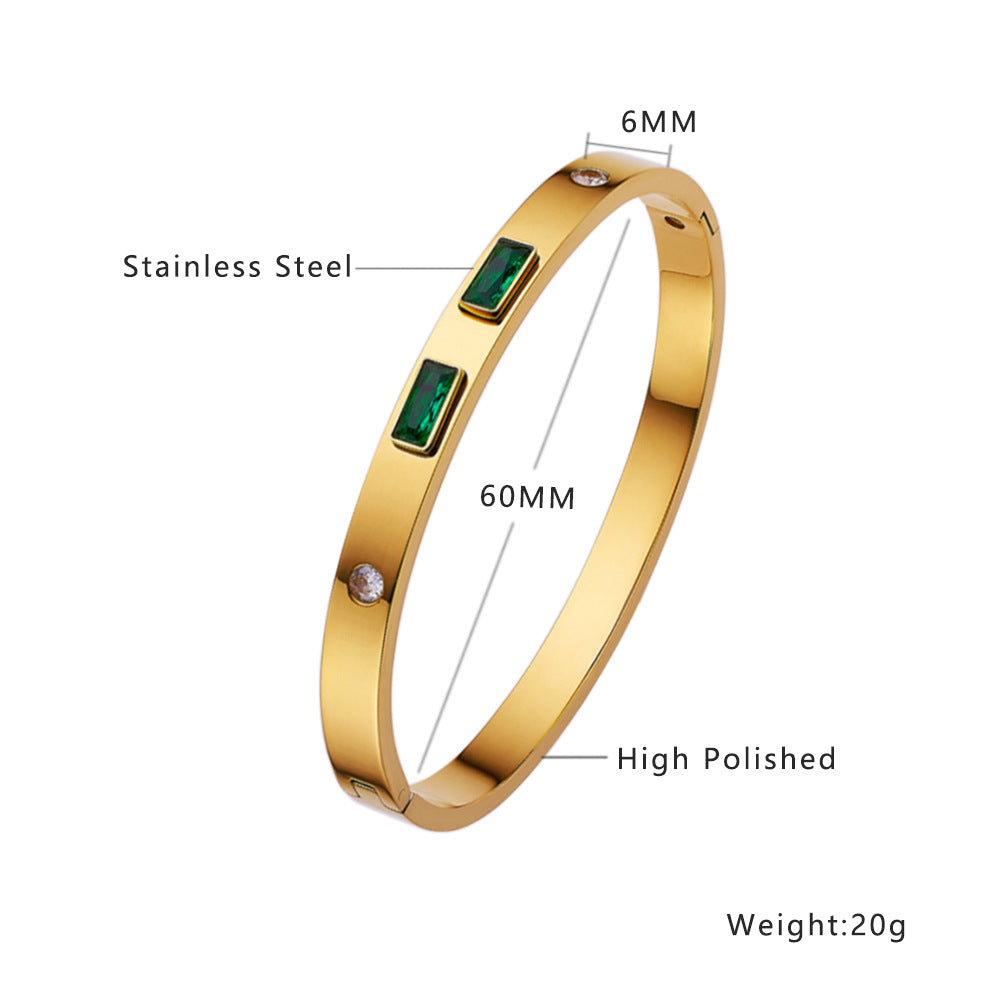Women's Pearl Titanium Steel High-grade Zircon Buckle Bracelet