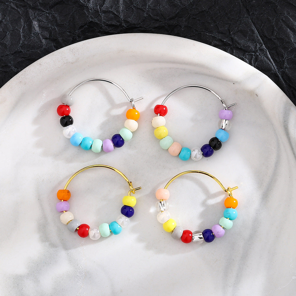 Beads Ear White Female Simple Style Irregular Earrings