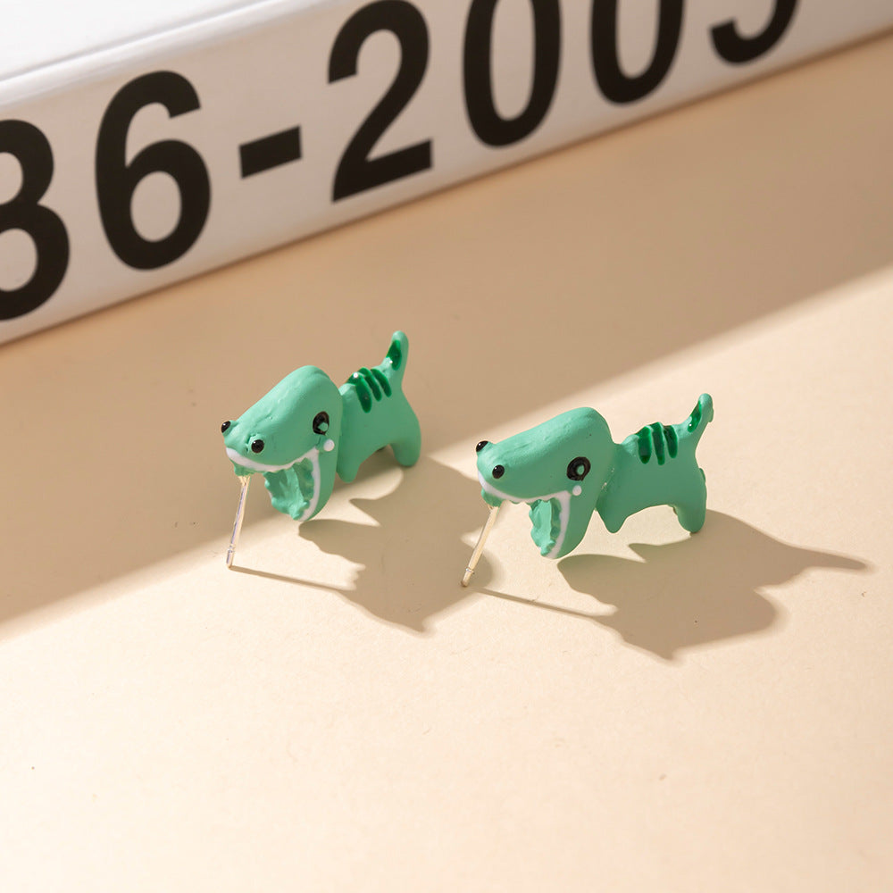 Women's Fashion Plastic Black White Pet Cat Stud Earrings