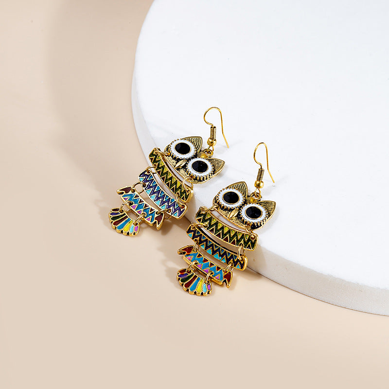 Women's Owl For Colored Glaze Dripping Oil Trendy Hip Rings