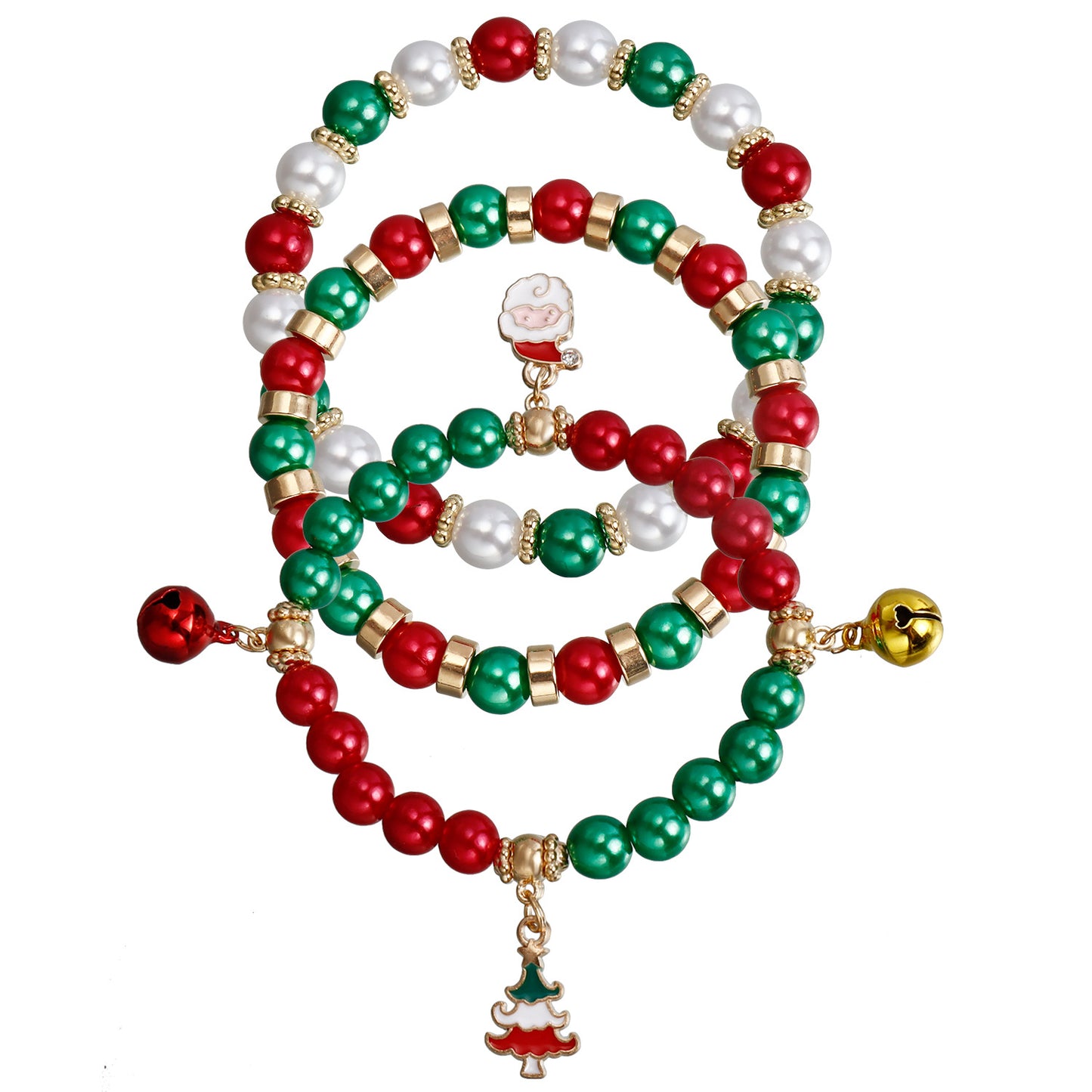 Christmas Santa Claus Color Beaded Suit Bracelets