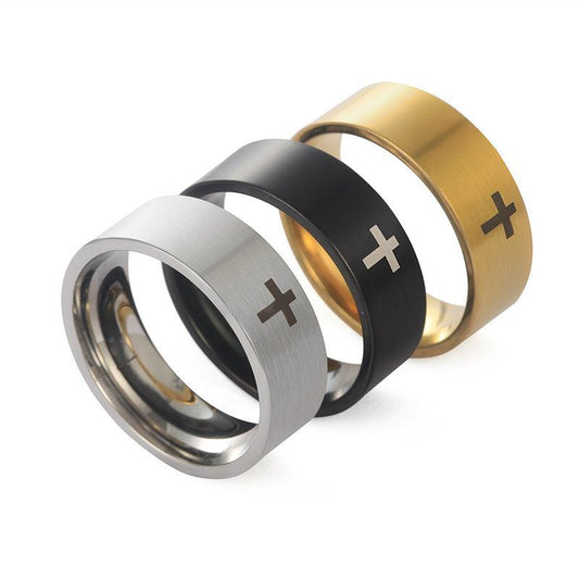 Stainless Steel Design Wind Cross Simple Rings