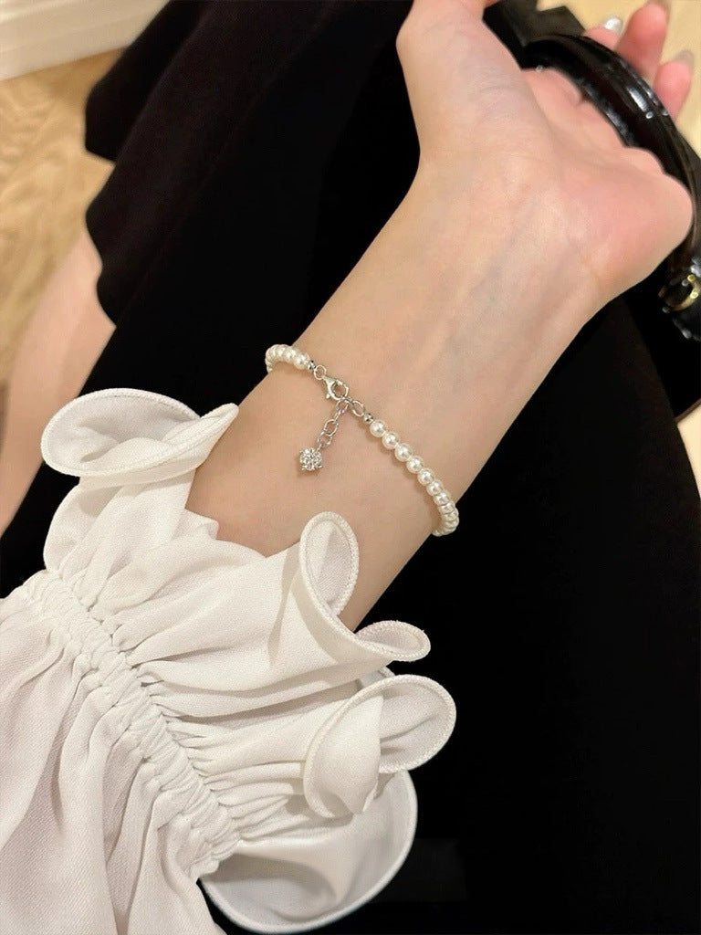 Gray Pearl Shining Diamond Female French Zircon Bracelet