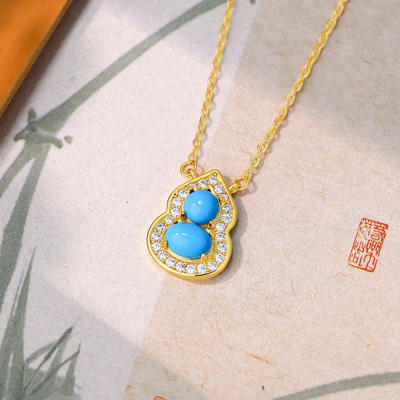 Imitation Turquoise Gourd Small White Clavicle Necklaces