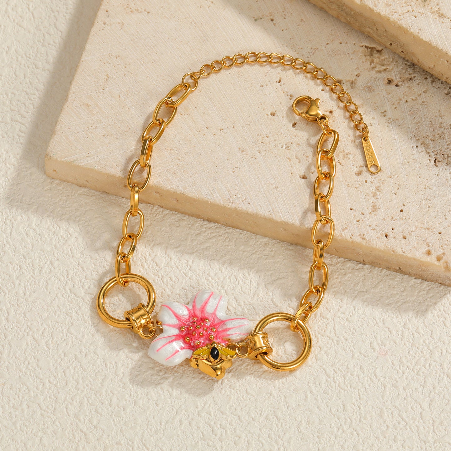 Three-dimensional Gradient Flower Stainless Steel Sweet Elegant Jewelry Set