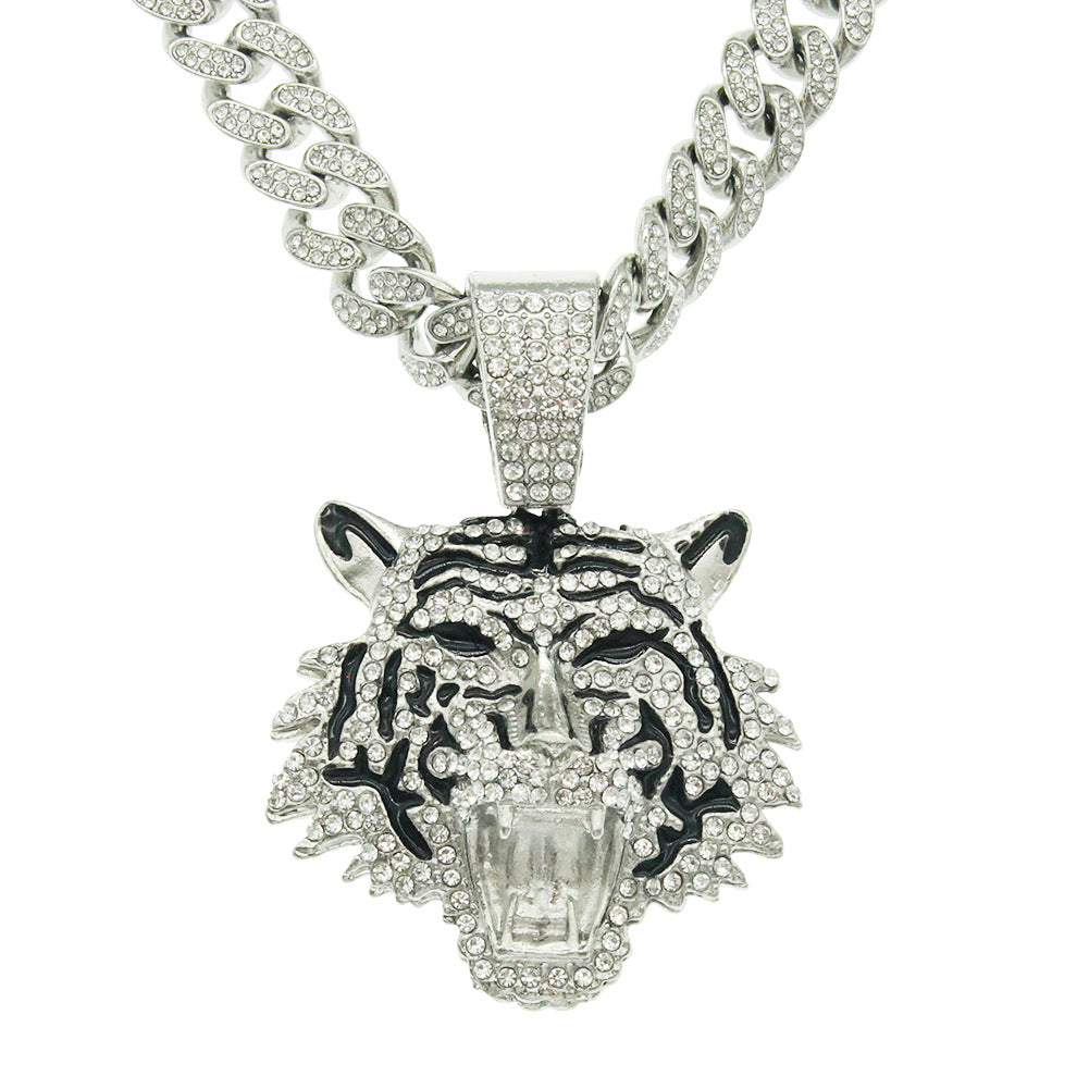 Men's Oil Tiger Head Pendant Cuban Link Necklaces