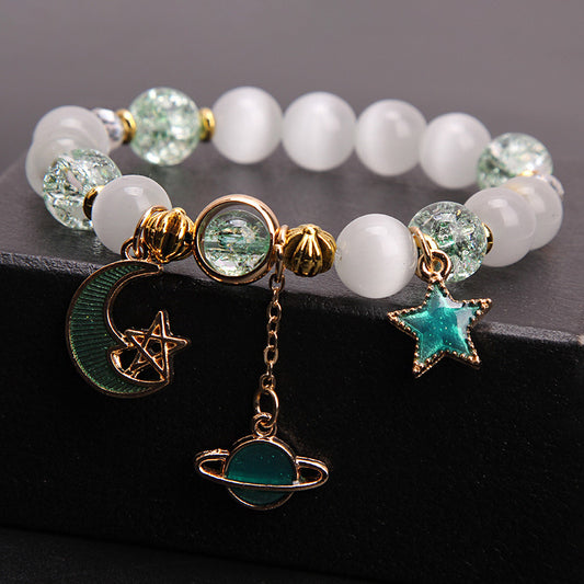 Einfache Handarmbänder mit frischem Stern- und Mondkristall für Damen