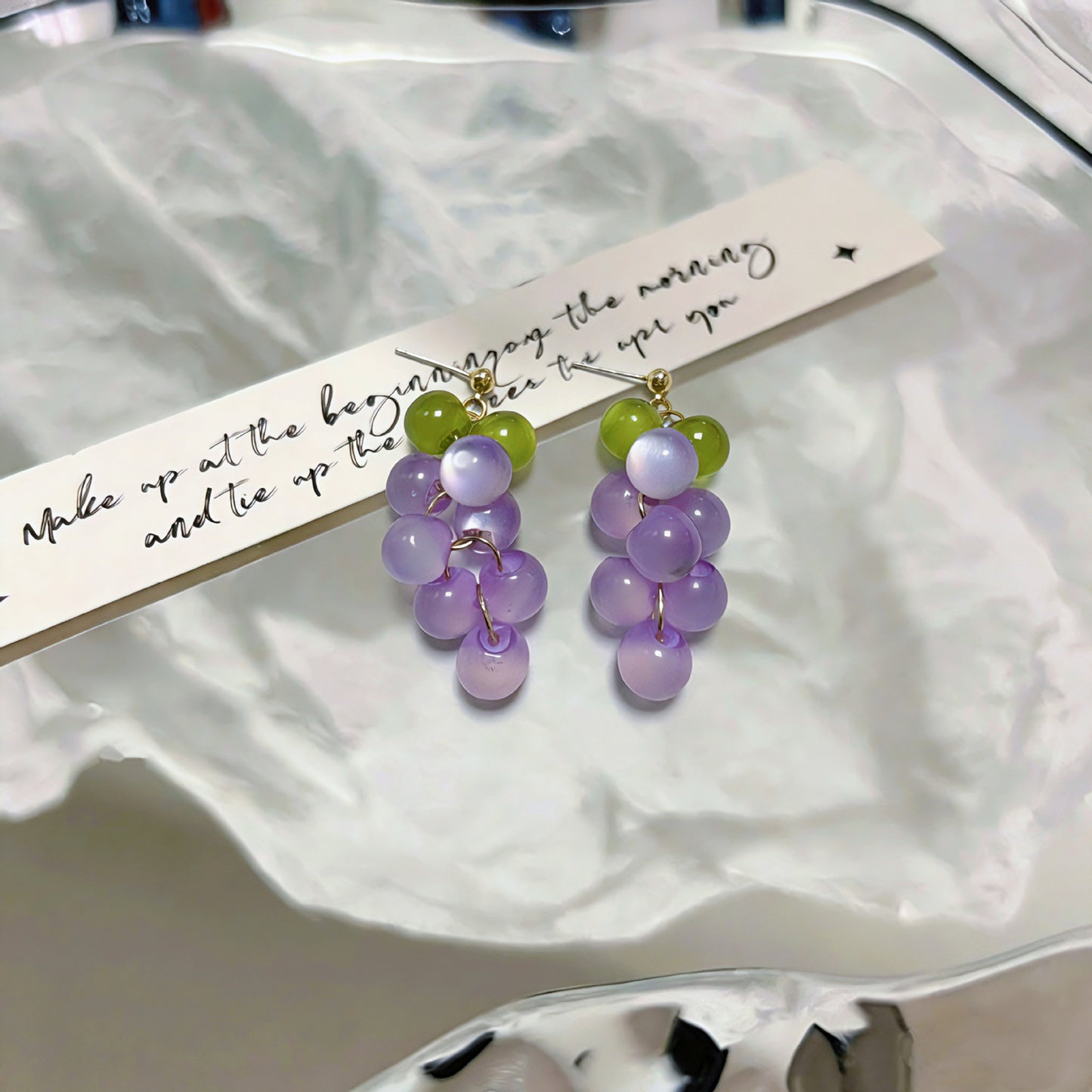 Sweet Grape Bubble Atmosphere Green High Sense Ear Earrings