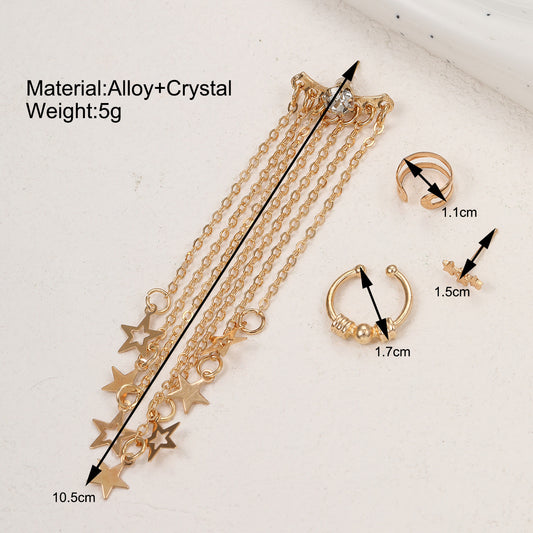 Tassel Creative Five-pointed Star Pendant Ear Rings