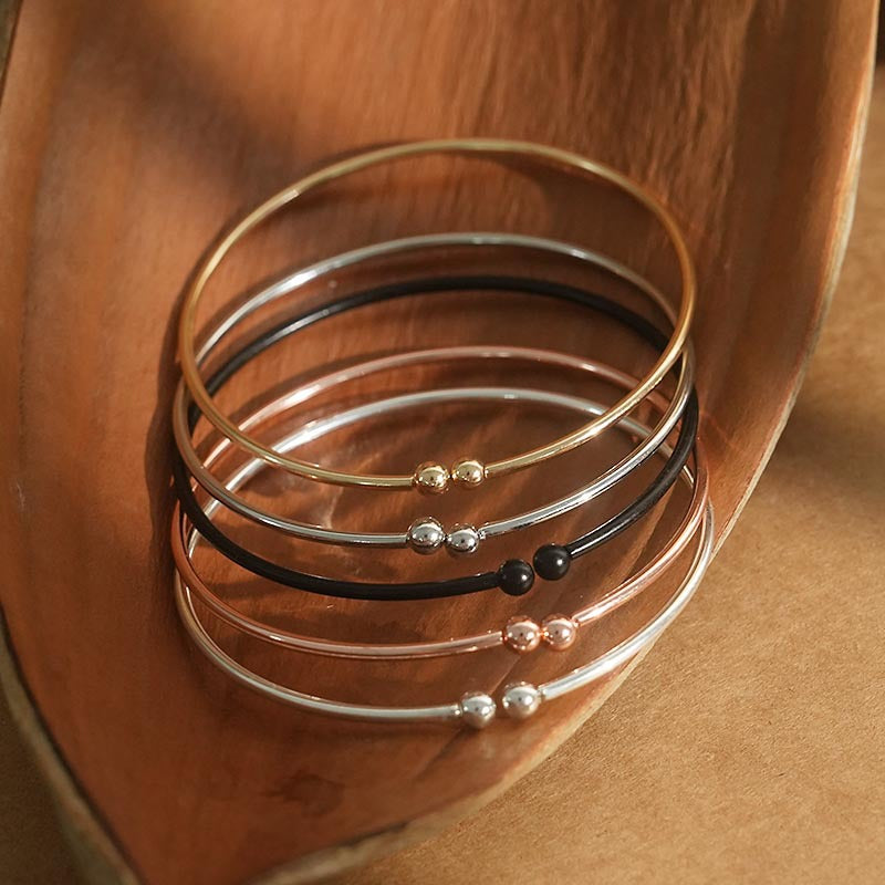 Women's Sier-plated Garlic Head Shaped Double Beads Adjustable Bracelets