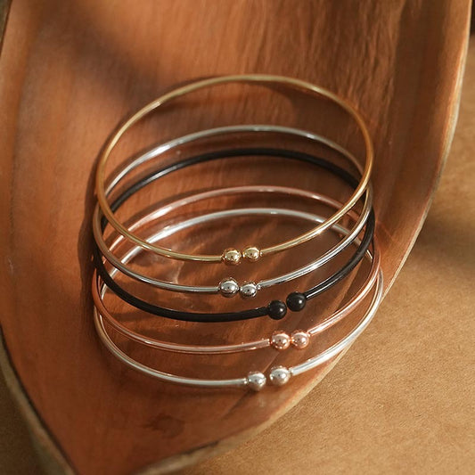 Women's Sier-plated Garlic Head Shaped Double Beads Adjustable Bracelets