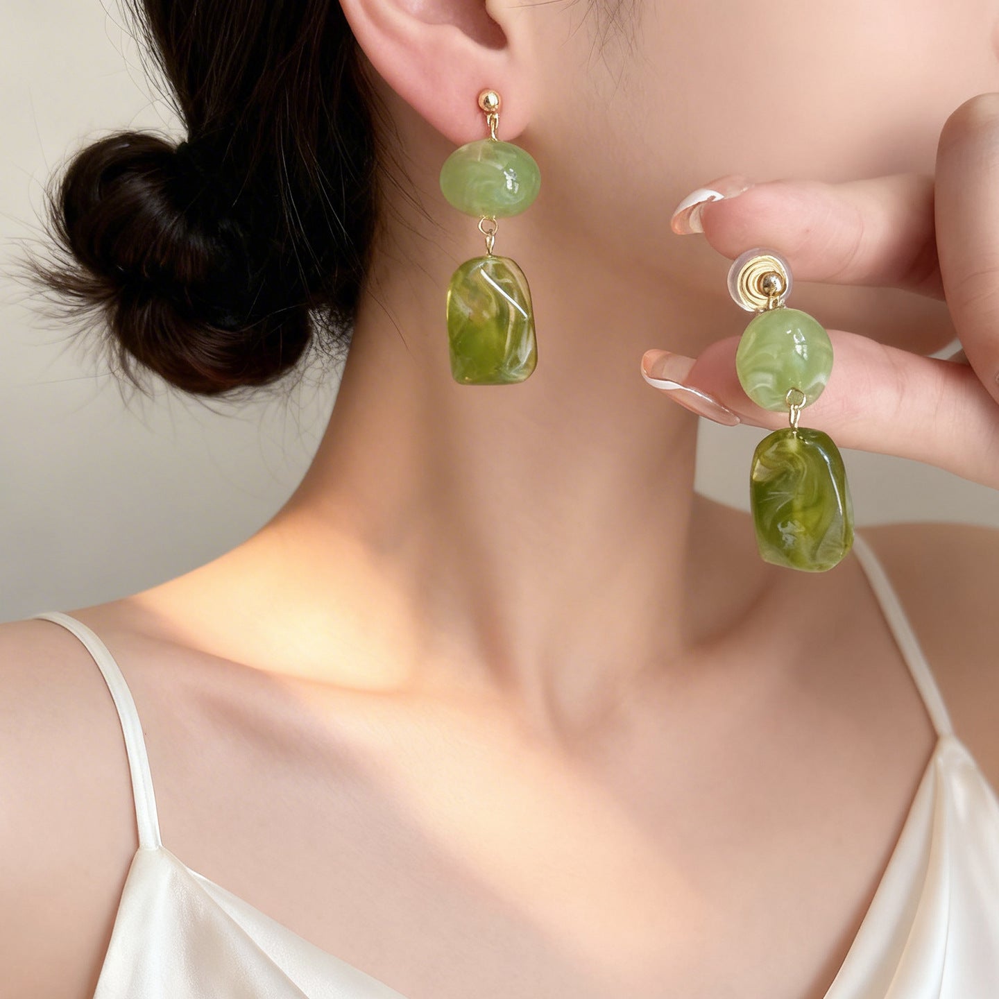 Retro Blooming Resin No Pierced Chinese Cheongsam Republic Of China Earrings
