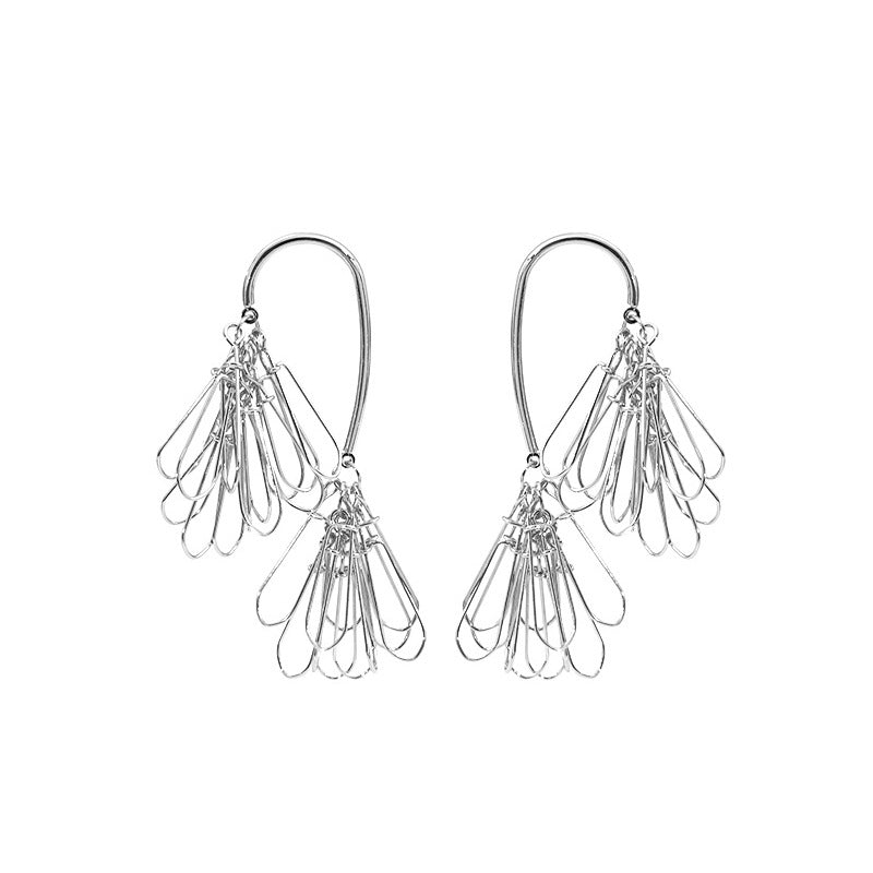 Pine Needle Tassel Minimalist Design Asymmetric Eardrops Earrings