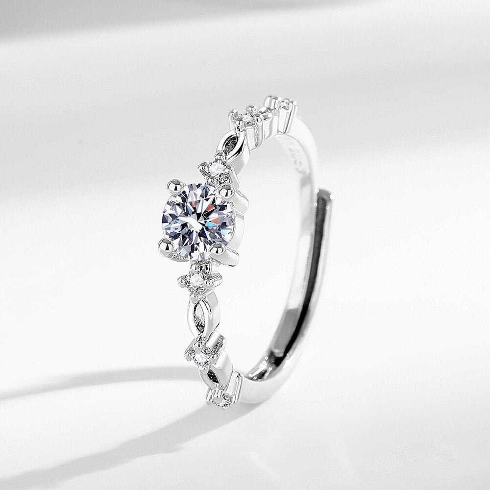 Imitation Sier White Gold Plated Live Moissanite Ring