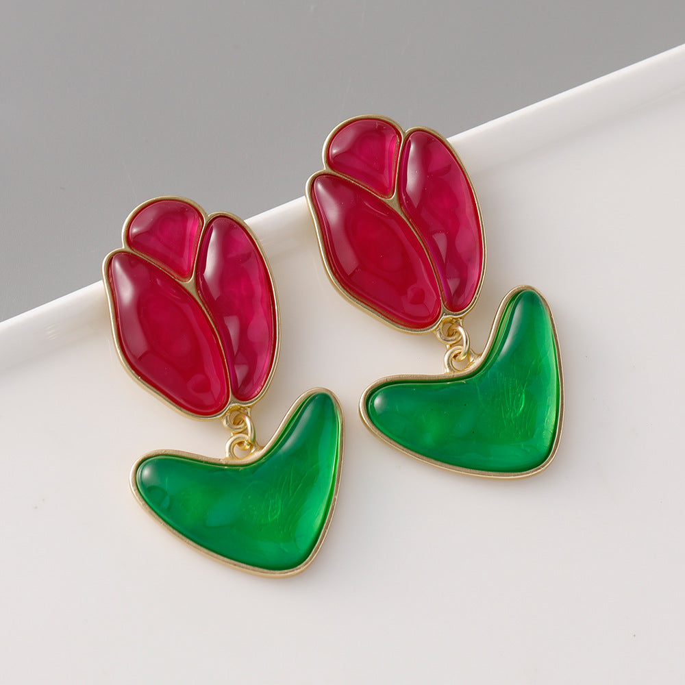Fresh Tulip Day Fashion Niche Design Earrings