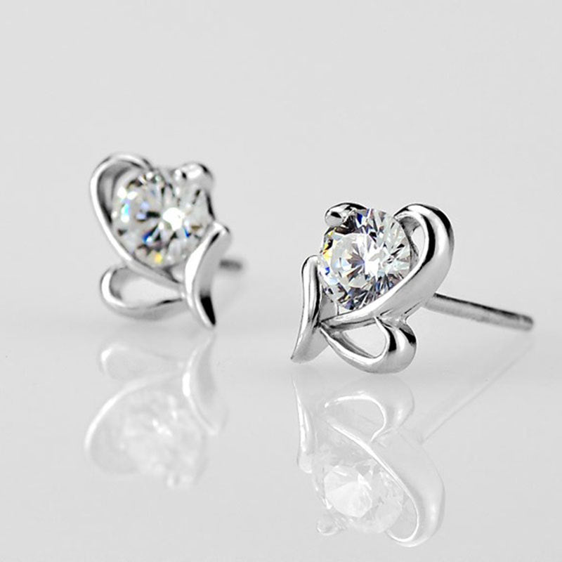 Women's Graceful Bow Heart-shaped Water Language For Earrings