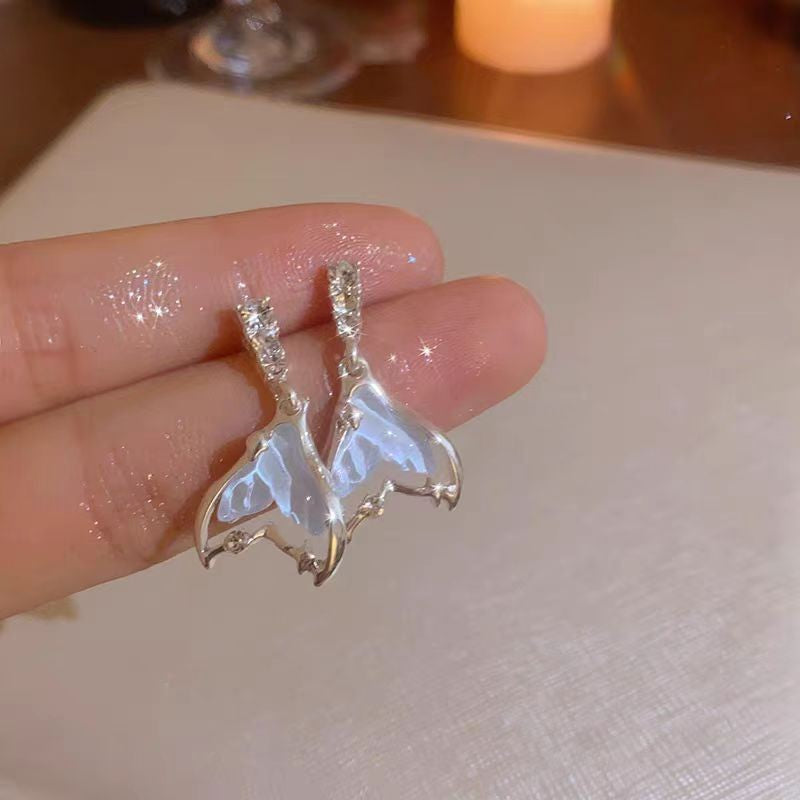 Women's Summer Super Match Mori Style Colorful Crystals Butterfly Long For Stud Earrings