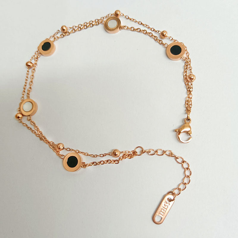 Stahl-Damenmode-Trend-Roségold-Doppelarmbänder