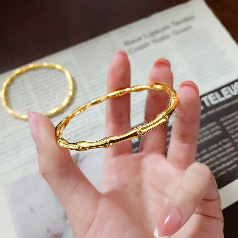 Solid Gold Light Luxury Niche Exquisite Open Titanium Steel Get Bracelet