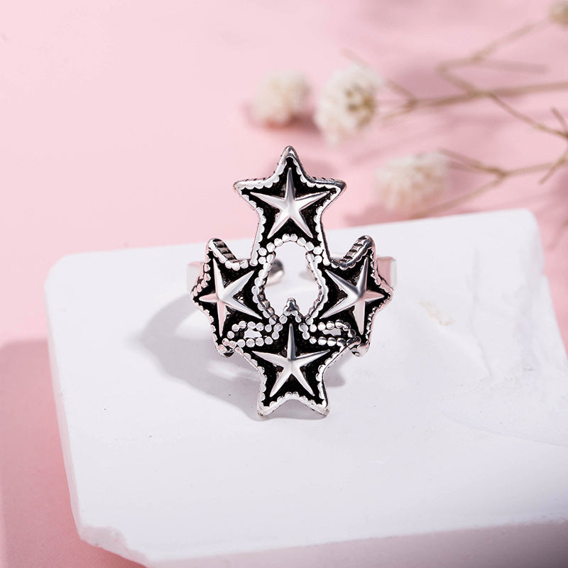 Korean Style Retro Temperament Flow Fashion Five-pointed Ring