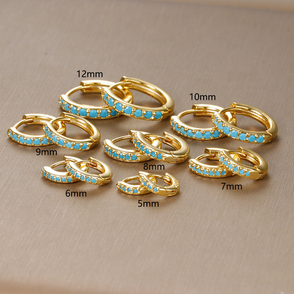Simple Eardrop Blue Pine Zircon Circle Ear Bracelets