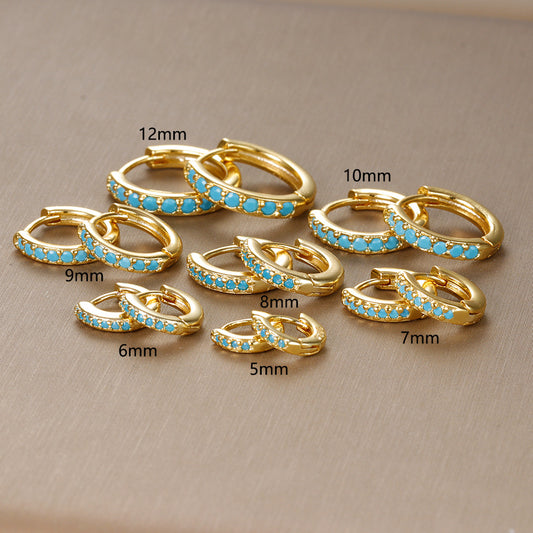Simple Eardrop Blue Pine Zircon Circle Ear Bracelets