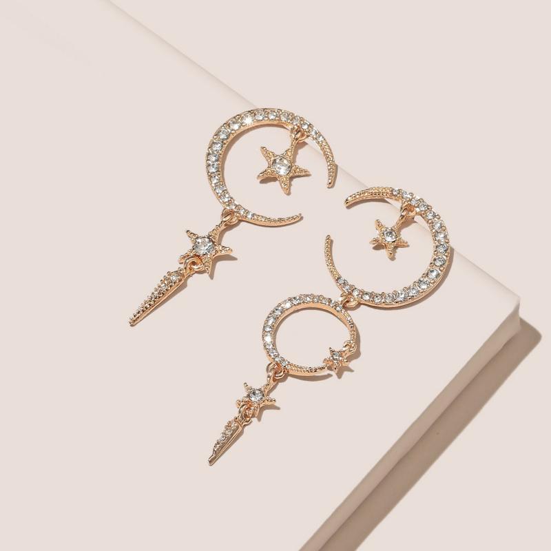 Star And Moon Ear Asymmetric Female Earrings