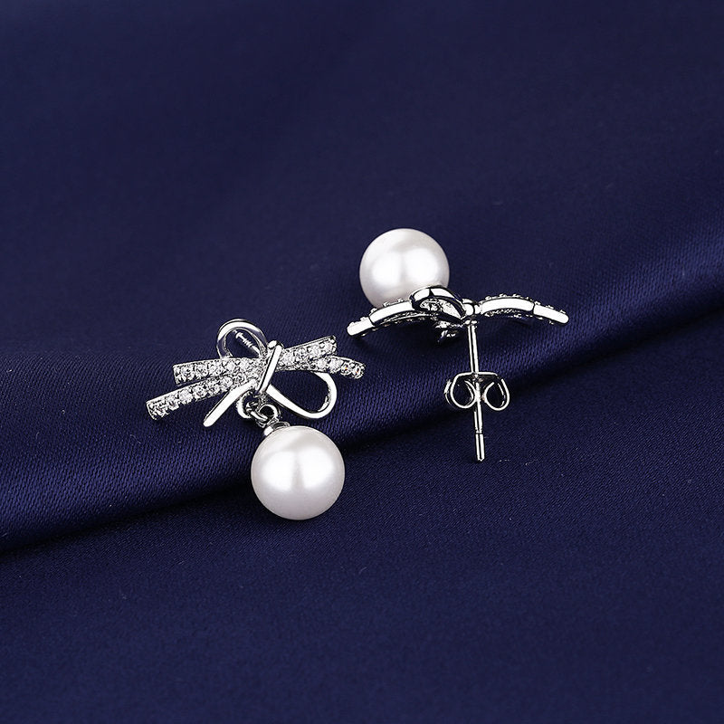 Stylish Graceful Simple Butterfly Pearl Sweet Female Stud Earrings