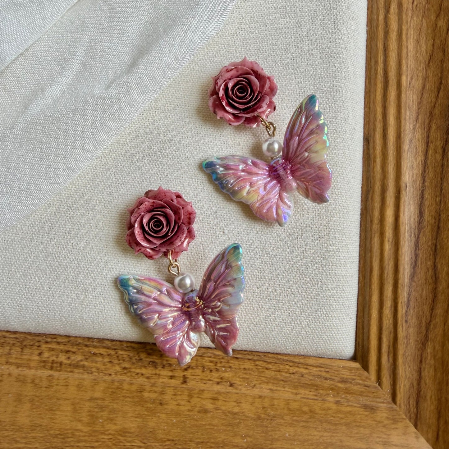 Women's Oil Painting Blooming Butterfly For Suitable Spring Unique Beautiful Earrings