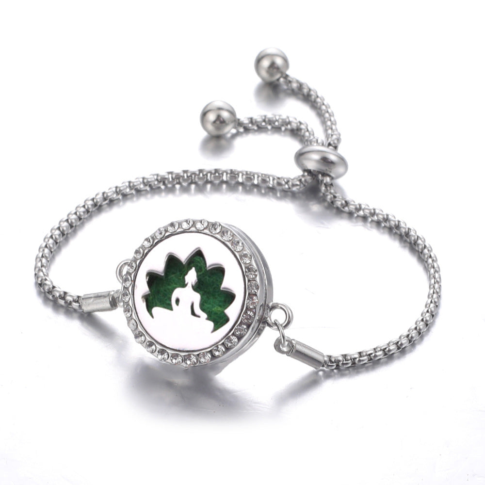 Steel Hollow Oil Lucky Tree Open Box Bracelet