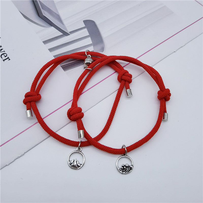 Women's & Men's Of Love Couple Magnet Attract True Pair And Woven Bracelets