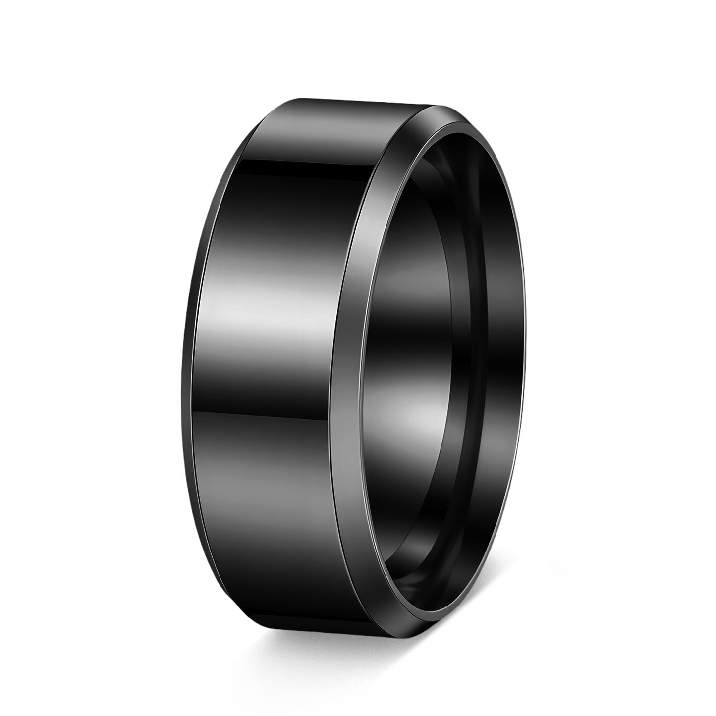 Women's & Men's Glossy Double Beveled Titanium Steel Wide Fashion Ring