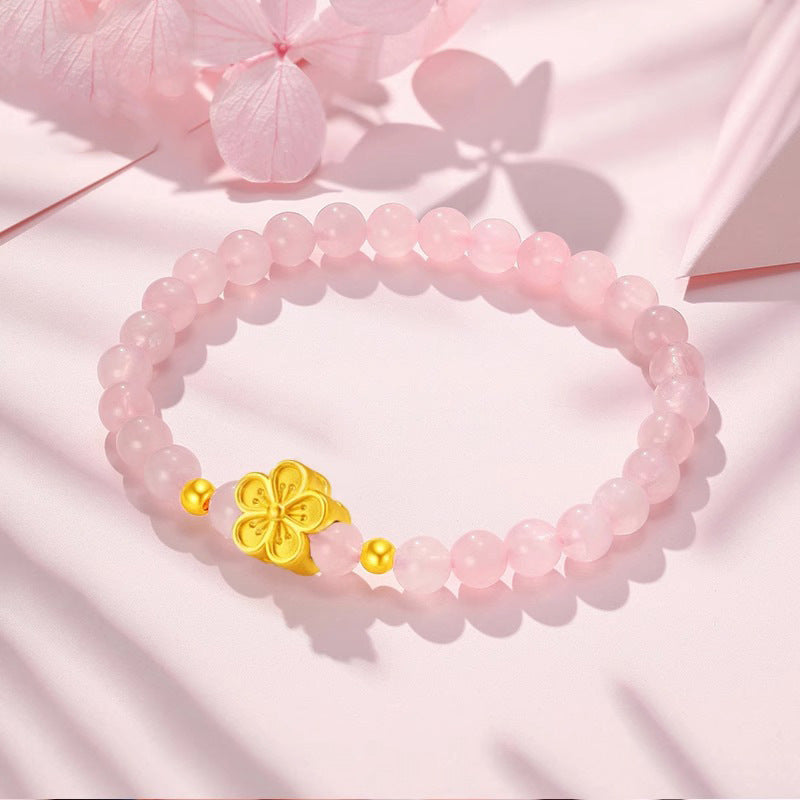 Women's Pink Crystal Lucky Beads Valentine's Day Gift Bracelets