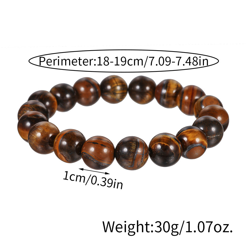 Men's Charm Beaded And Solid Color Tigereye Bracelets