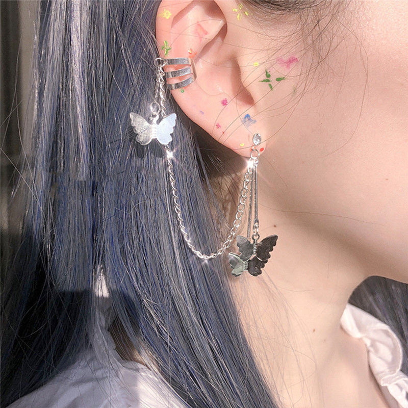 Women's Butterfly Fairy Temperamental Long Chain Disco Dancing Earrings