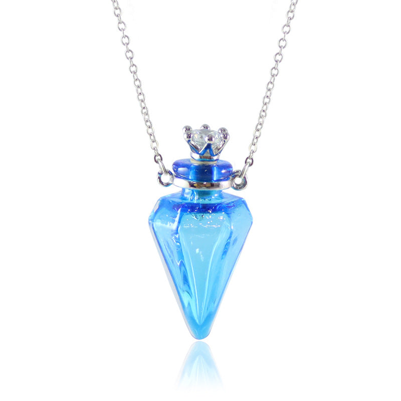 Gem Perfume Bottle Glass Oil Fashion Short Can Hold Necklace