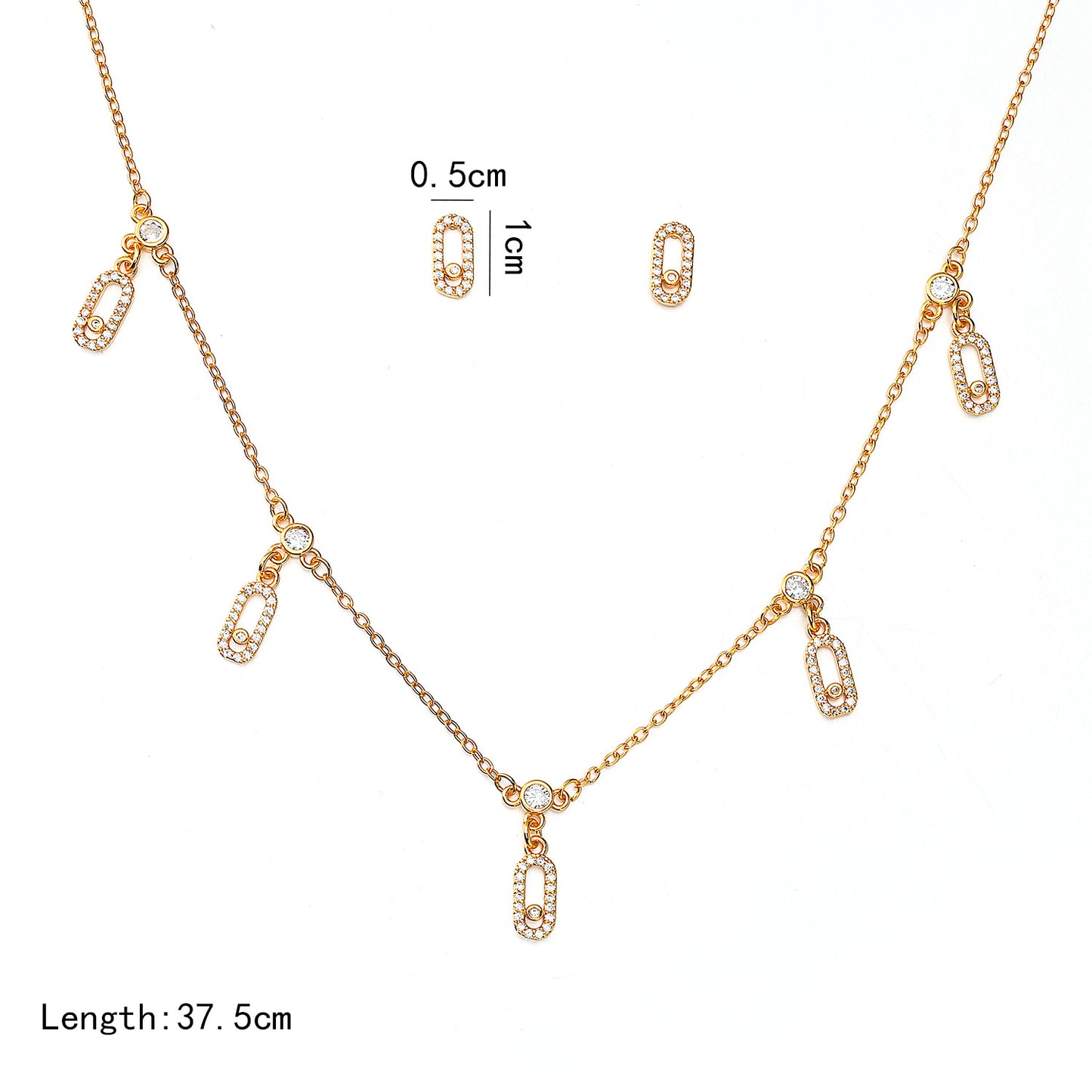 High-grade Full Diamond Five Sliding Clavicle Jewelry Set