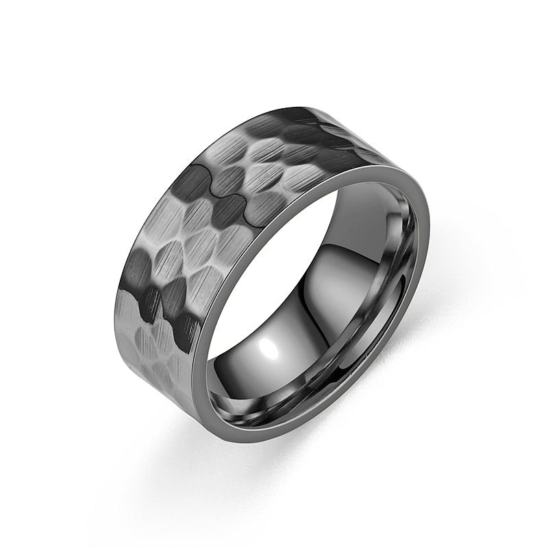 Men's Titanium Steel Beating Pattern Fashion Couple Rings